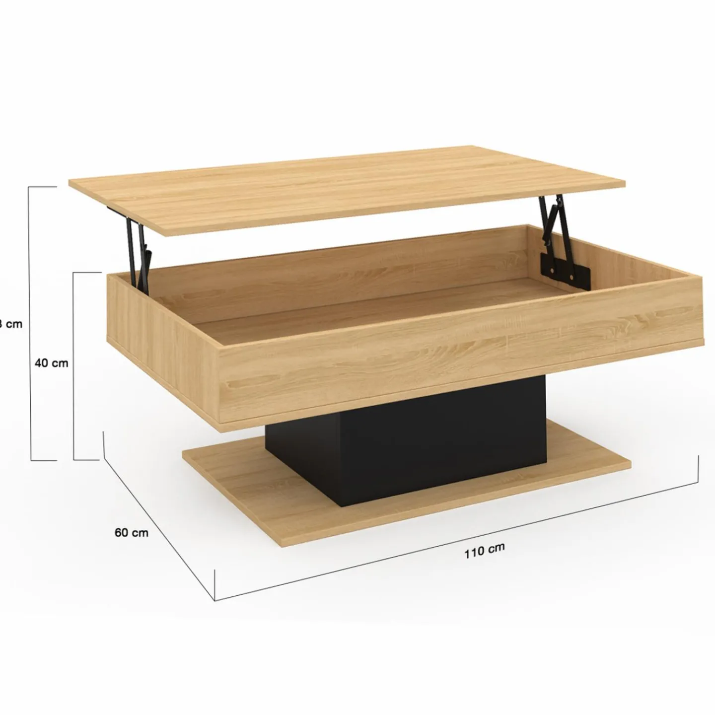 Table de salon relevable bois et noir*IDMarket Best