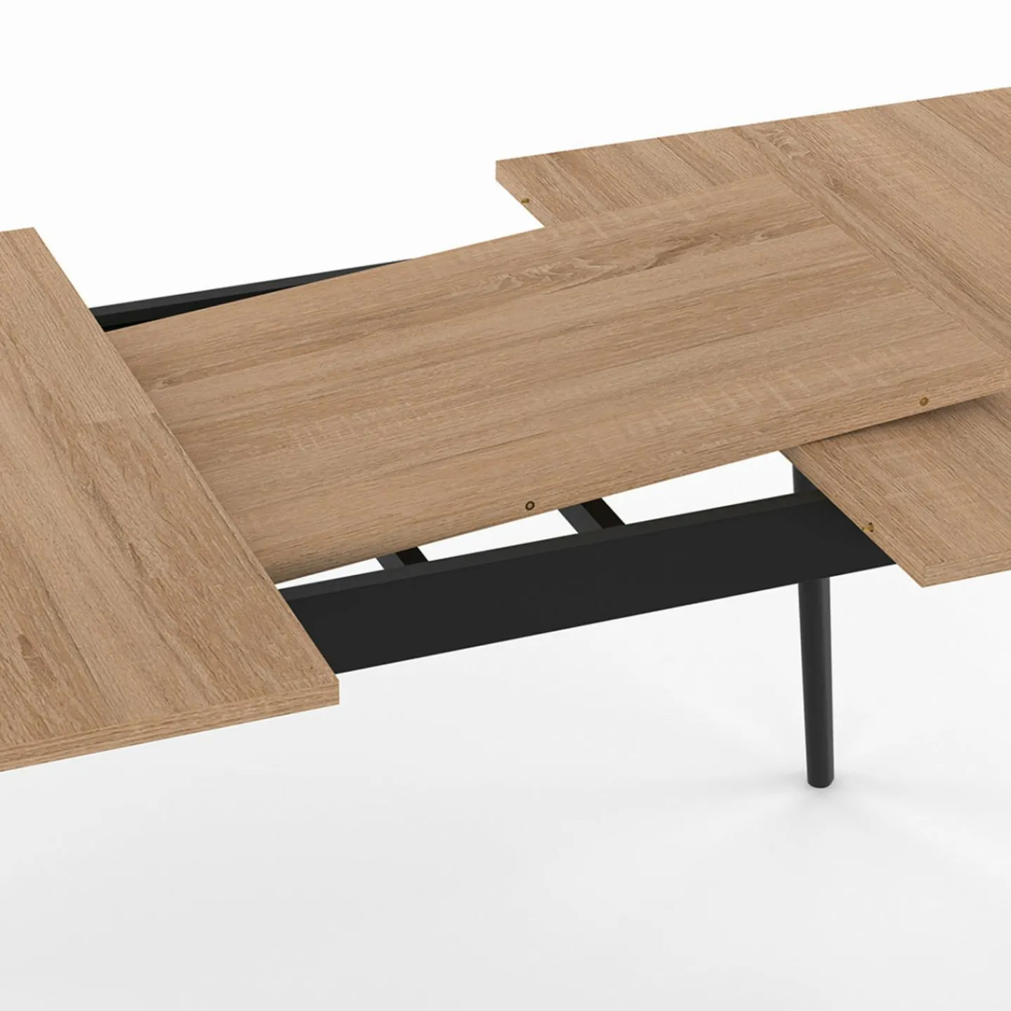 Table extensible scandinave plateau bois pieds noirs 120-160 cm*IDMarket Hot