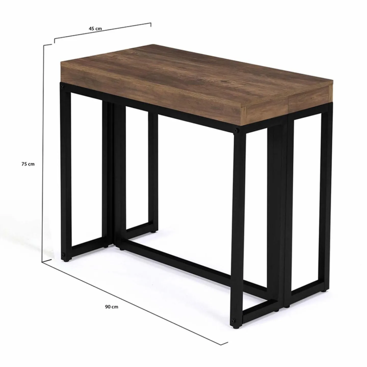 Table industrielle extensible 14 personnes 300 cm bois foncé*IDMarket Clearance