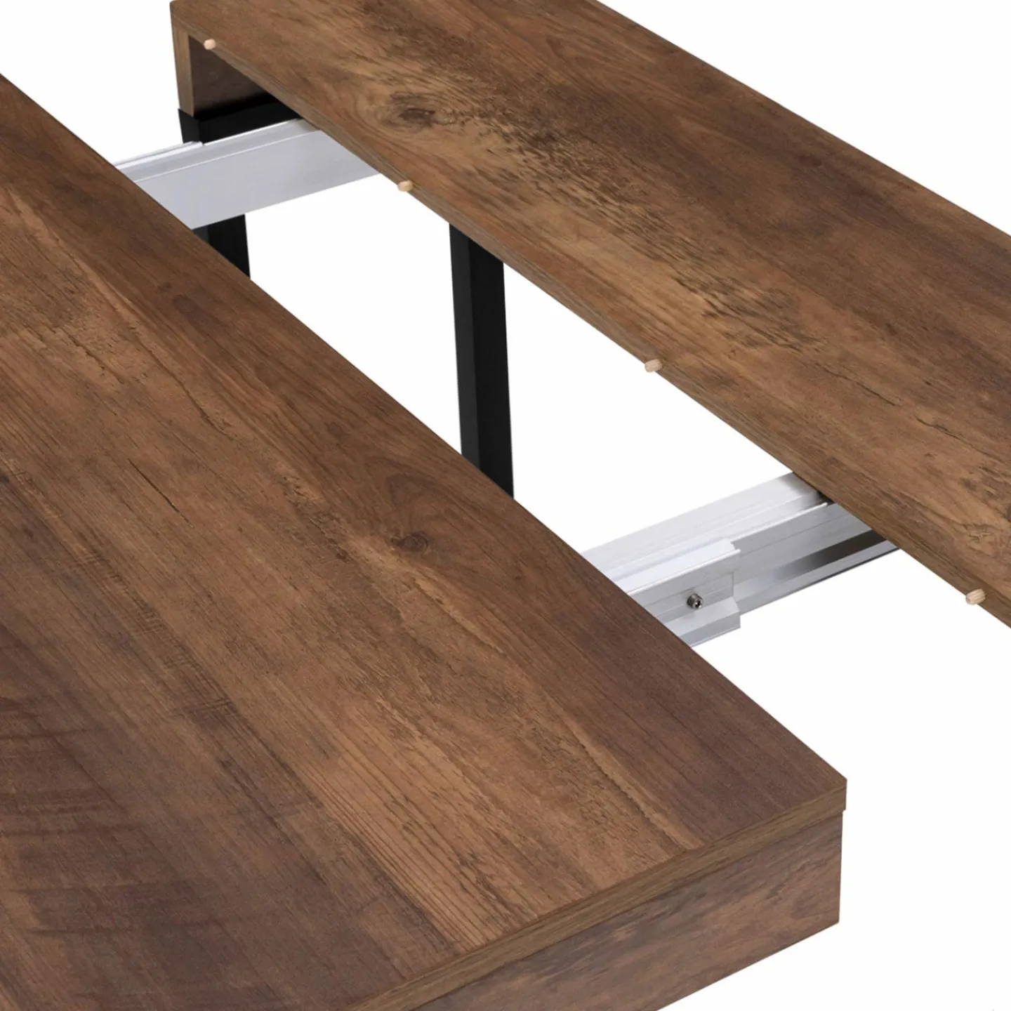 Table industrielle extensible 14 personnes 300 cm bois foncé*IDMarket Clearance