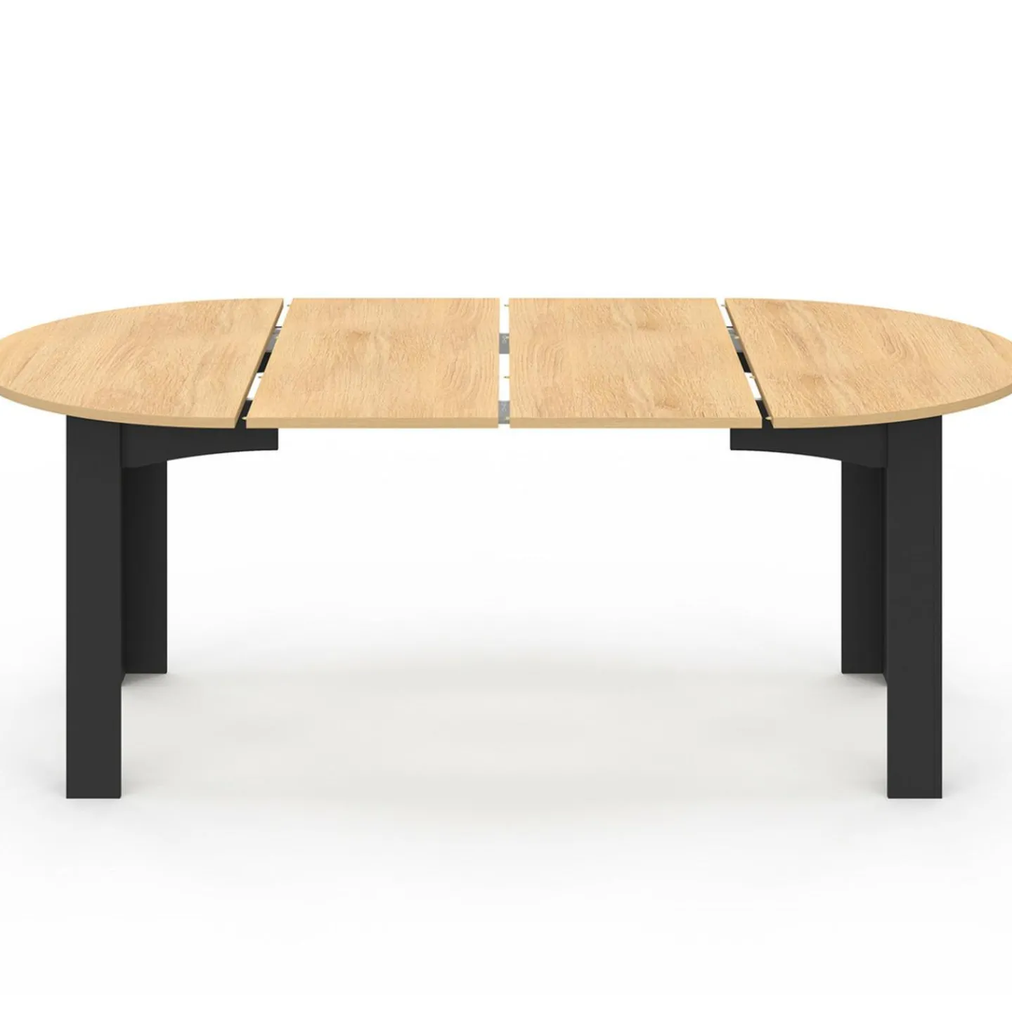 Table ronde extensible 110-200 cm 4-10 personnes plateau façon hêtre pieds noirs*IDMarket Sale