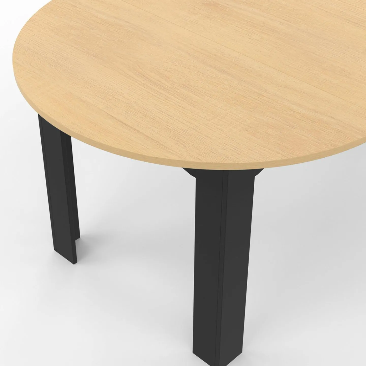 Table ronde extensible 110-200 cm 4-10 personnes plateau façon hêtre pieds noirs*IDMarket Sale