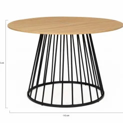 Table ronde pied filaire bois et noir 6 personnes*IDMarket Hot