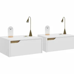 Tables de chevet murales suspendues blanches : lot de 2*IDMarket New
