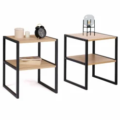 Tables de nuit industrielles bois et métal noir*IDMarket Hot