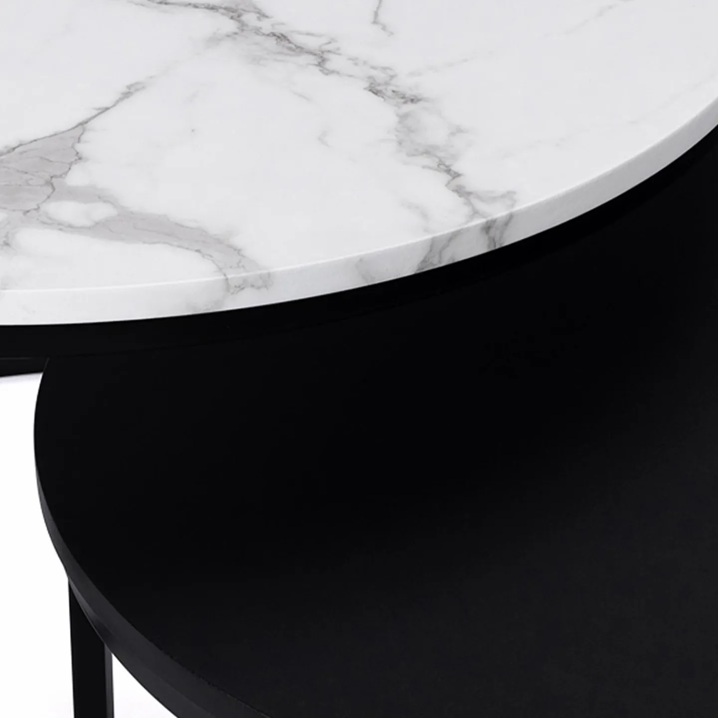 Tables gigognes rondes effet marbre et bois noir*IDMarket Outlet