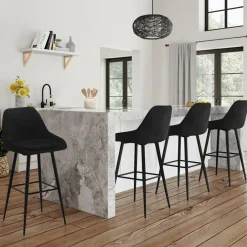 Tabourets de bar en velours noir*IDMarket Sale