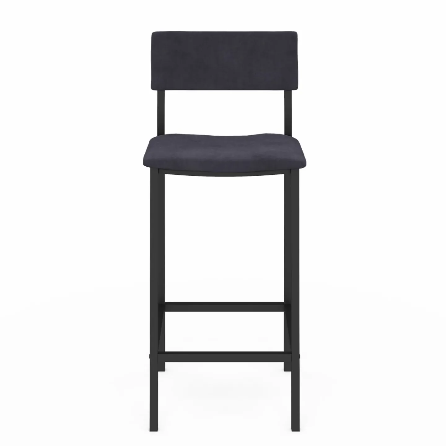 Tabourets de bar en velours et métal gris anthracite : lot de 4*IDMarket