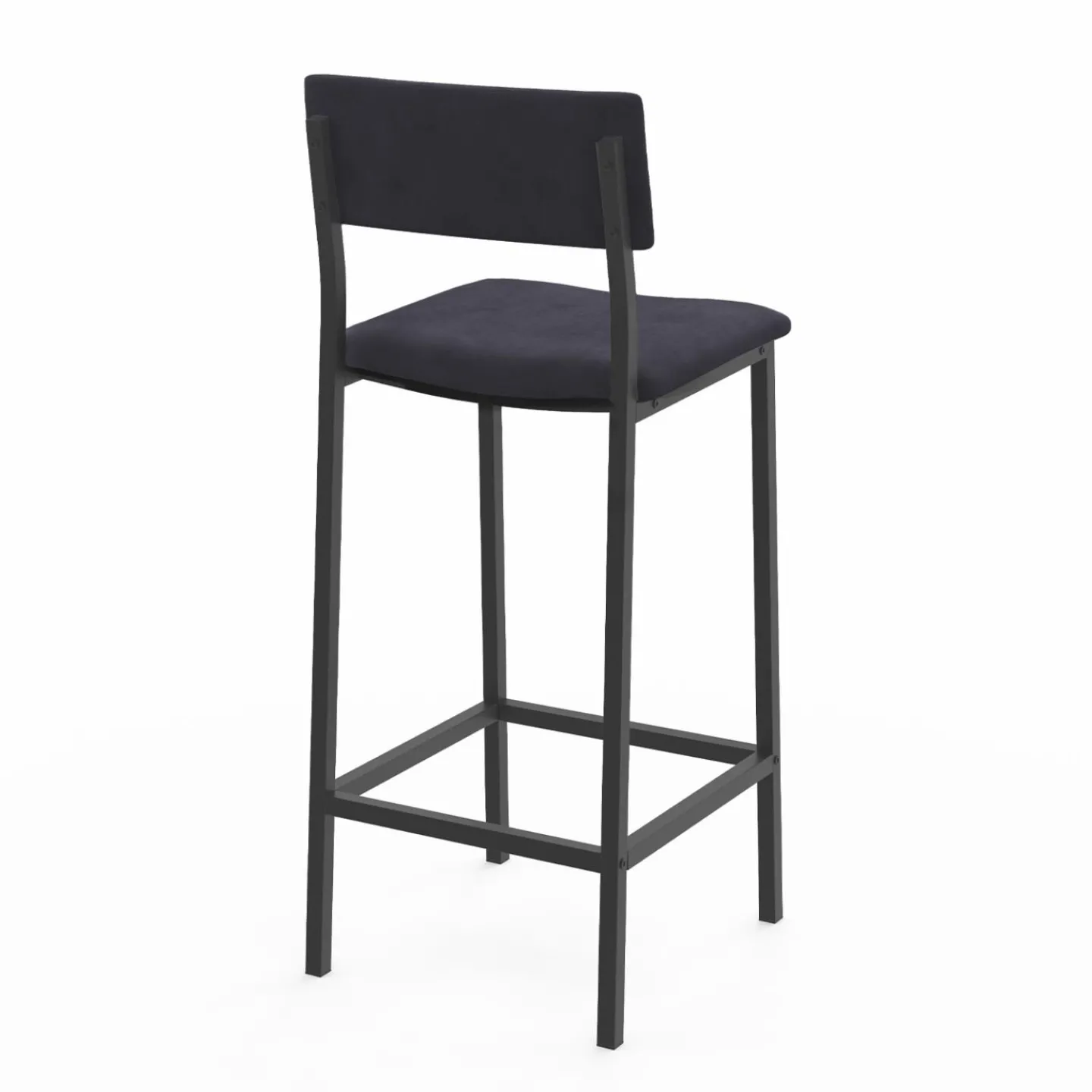 Tabourets de bar en velours et métal gris anthracite : lot de 4*IDMarket