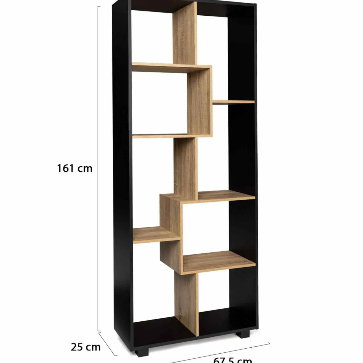 Étagère 161 cm double position bois imitation hêtre et noir*IDMarket
