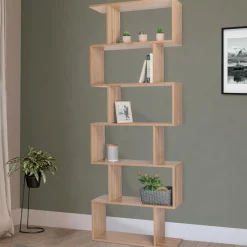 Étagère bois imitation hêtre en S 6 niveaux*IDMarket Clearance