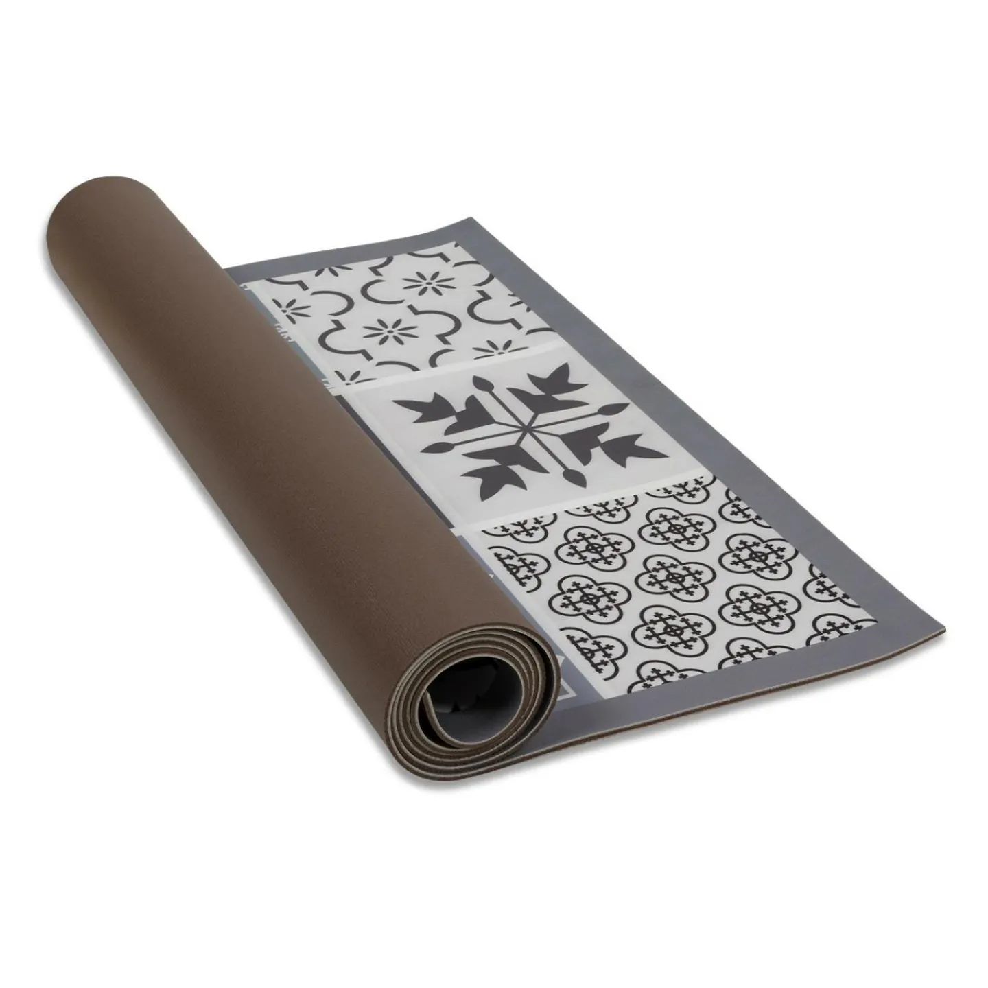 Tapis en vinyle effet carreaux de ciment noir et blanc 66 x 160 cm*IDMarket Hot