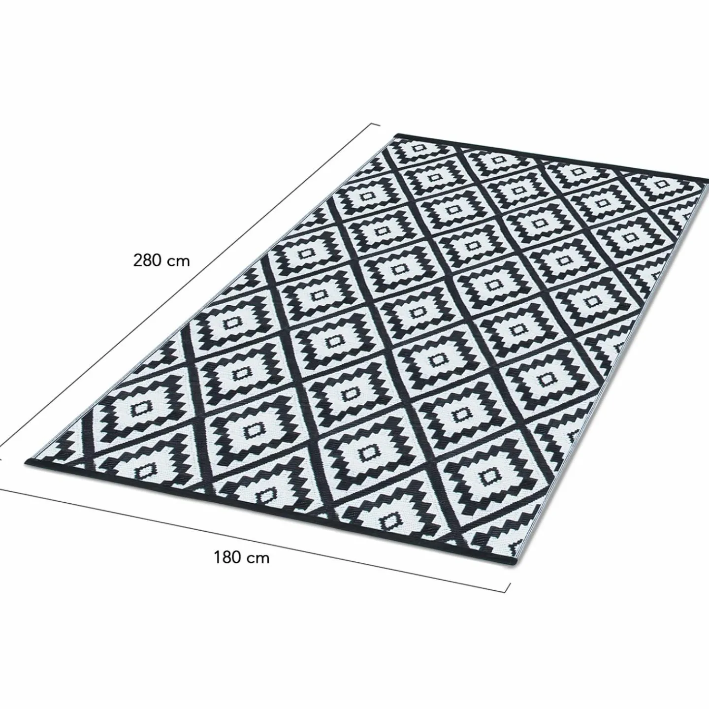 Tapis extérieur noir et blanc motifs géométriques 180 x 280 cm*IDMarket Best