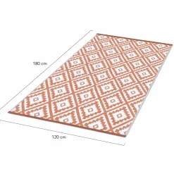 Tapis extérieur terracotta et blanc motifs géométriques 120 x 180 cm*IDMarket Online