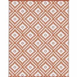 Tapis extérieur terracotta et blanc motifs géométriques 180 x 280 cm*IDMarket Clearance
