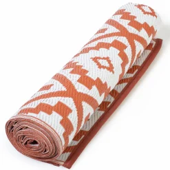 Tapis extérieur terracotta et blanc motifs géométriques 180 x 280 cm*IDMarket Clearance