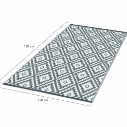 Tapis extérieur terrasse motifs géométriques gris et blanc 120 x 180 cm*IDMarket Discount