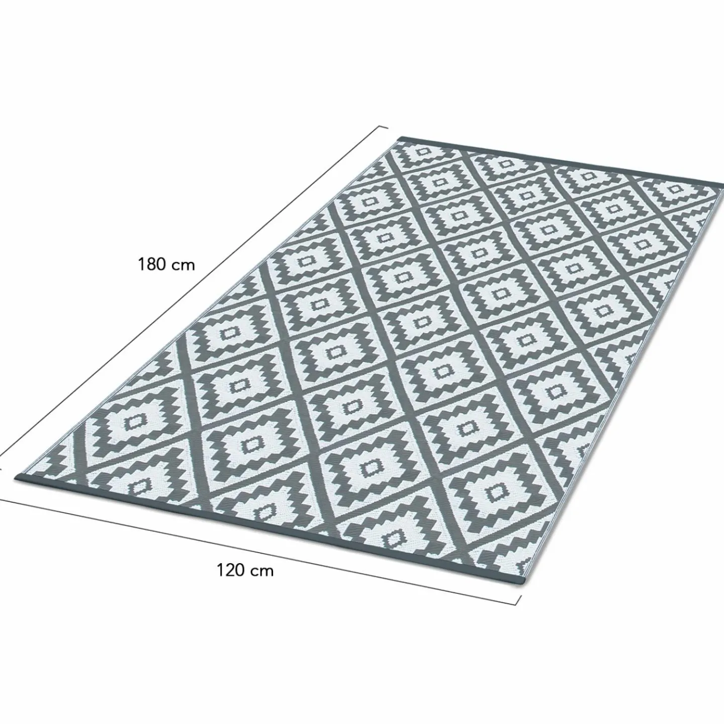 Tapis extérieur terrasse motifs géométriques gris et blanc 120 x 180 cm*IDMarket Discount
