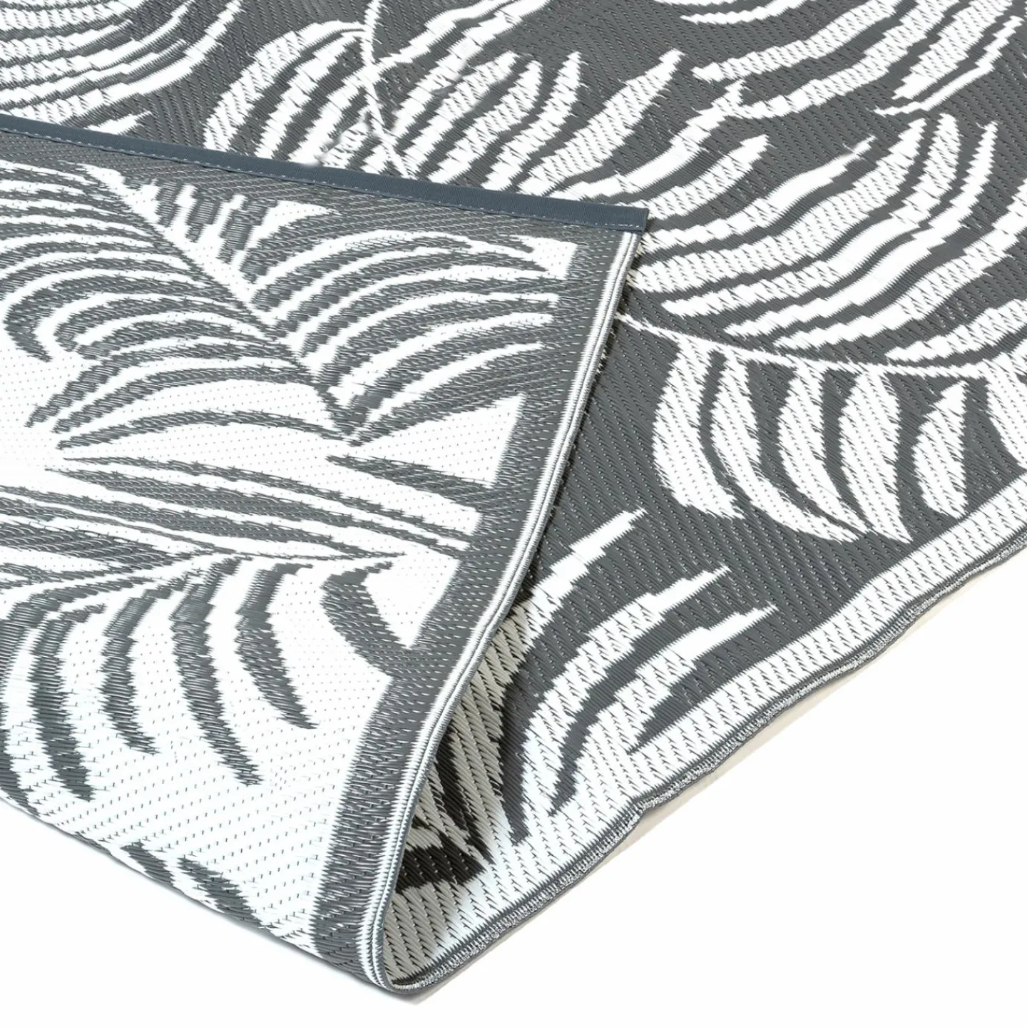 Tapis extérieur terrasse motifs tropicaux gris et blancs 180 x 280 cm*IDMarket Best