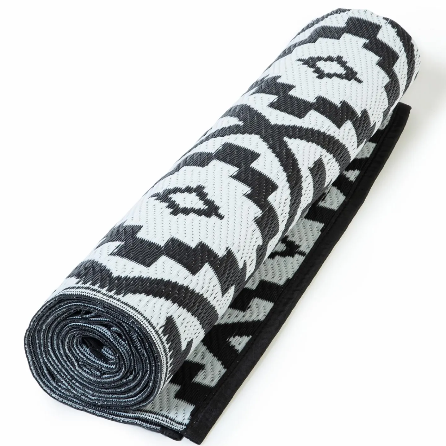 Tapis extérieur terrasse motifs géométriques noir et blanc 270 x 370 cm*IDMarket Discount