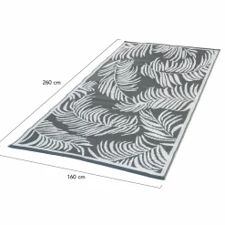 Tapis extérieur terrasse motif tropical gris et blanc 160 x 260 cm*IDMarket Online