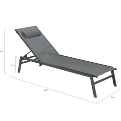 Transats de jardin aluminium gris et noir : lot de 2*IDMarket Sale
