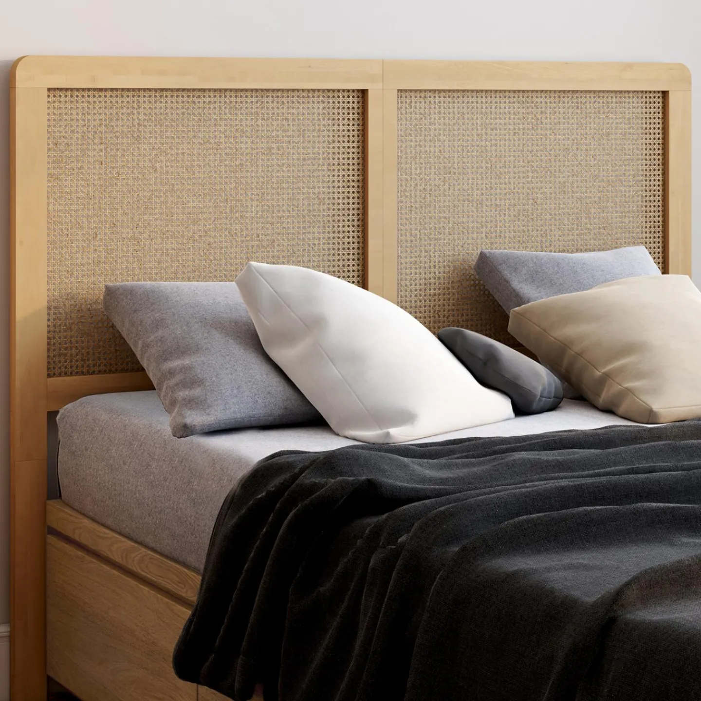 Tête de lit aspect cannage et bois 140 cm*IDMarket Clearance