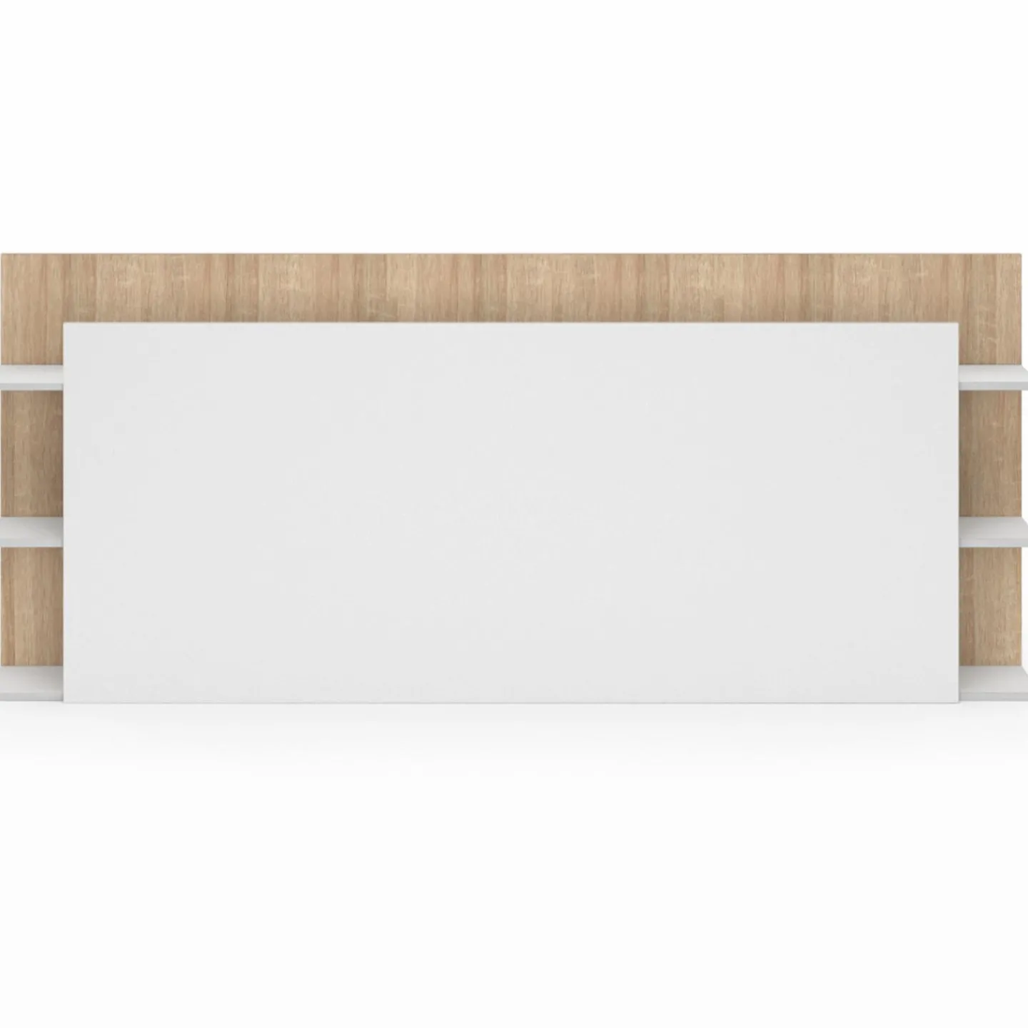 Tête de lit avec rangements blanc et bois sur pied*IDMarket Best