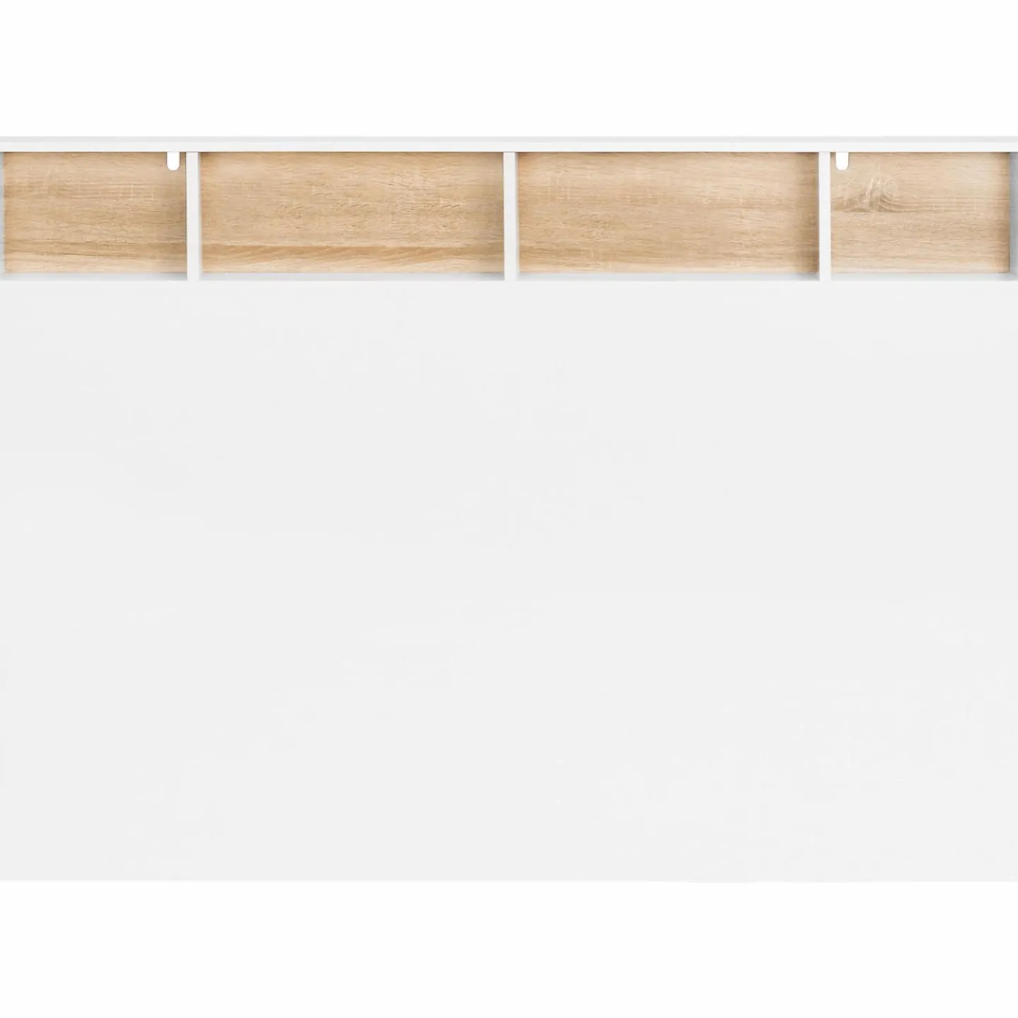 Tête de lit avec rangement intégré 165 cm blanc et bois façon hêtre*IDMarket Best