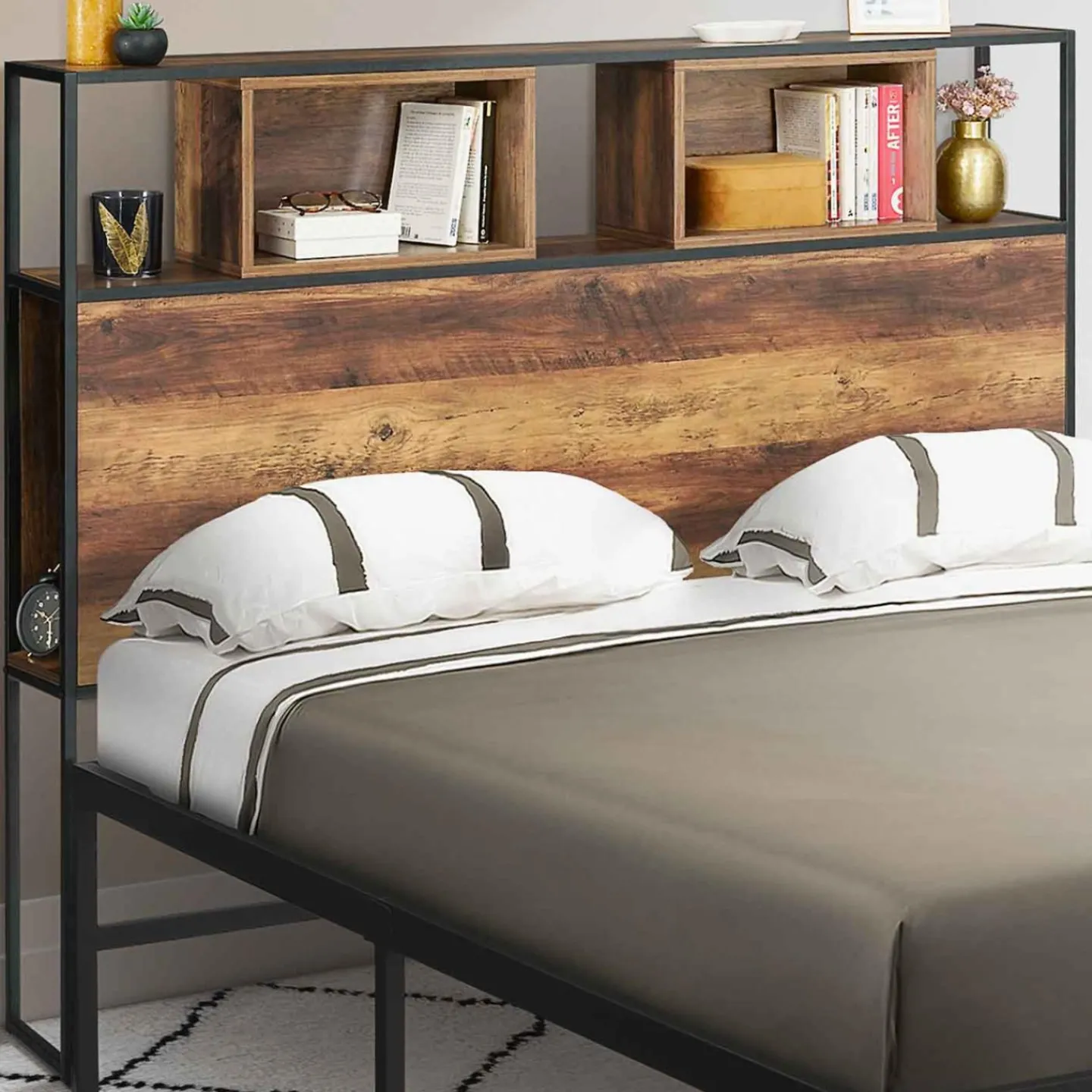 Tête de lit bois foncé industrielle 145 cm*IDMarket Discount
