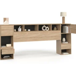 Tête de lit sur pied noir et bois*IDMarket Online