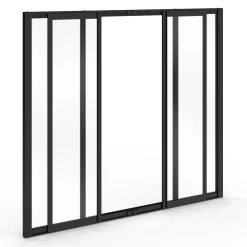 Verrière atelier coulissante 4 vitrages 120 x 108 cm en métal noir et verre trempé*IDMarket Best